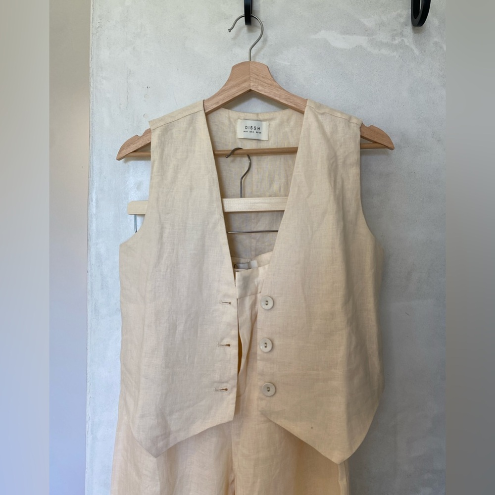 Dissh linen suit set butter/ivory sz 2